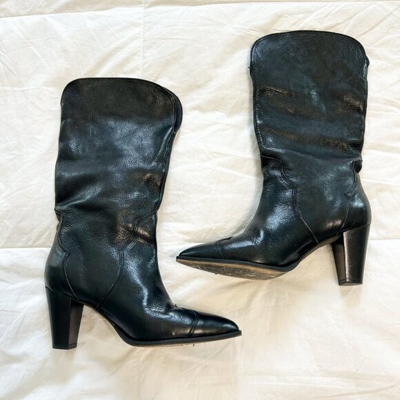 Free People Shayne Tall Western Boots Black Leather Size 36 / 6 - Picture 5 of 10